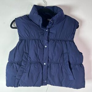 H&M Navy Blue Cropped Puffer Vest